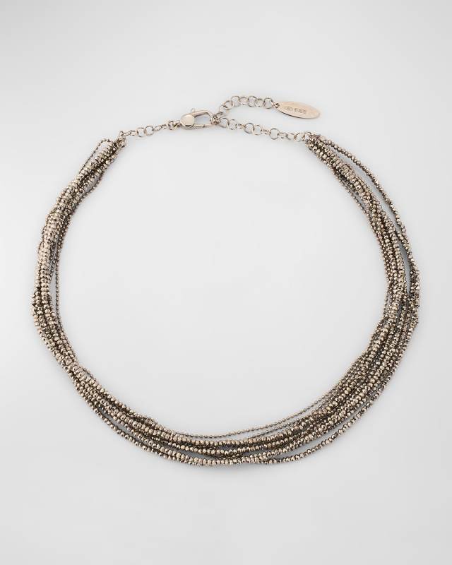 9-Strand Variegated Bead Choker Necklace